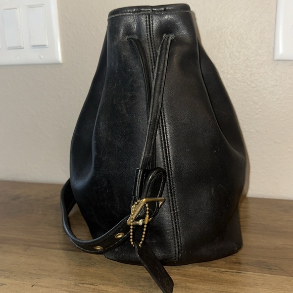 Vintage Coach Legacy drawstring hat black leather purse Y2K - Picture 2 of 12